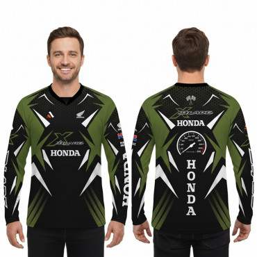 Honda X-Blade Green Full Sleeve Four Part Sublimation Print For Bike T-Shirt -AS4P074 
