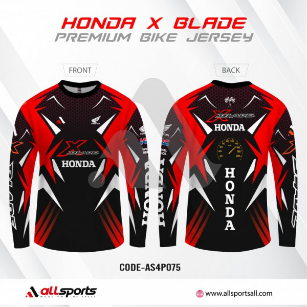 Honda X-Blade Red Full Sleeve Four Part Sublimation Print For Bike T-Shirt -AS4P075 