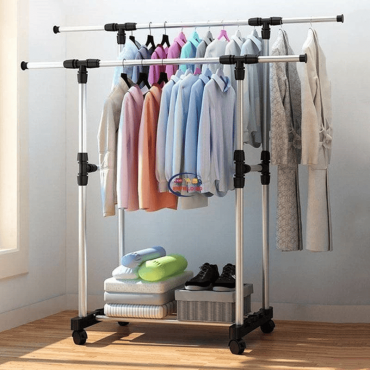 Double Pole Portable Clothes Rack