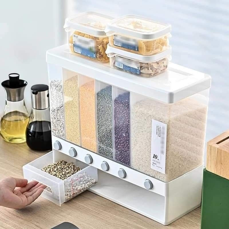 Kitchen Storage Box (6-Grid Dry Food Dispenser)