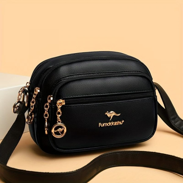 Stylish Women's Crossbody Multi-pocket Soft Leather Handbags (Black