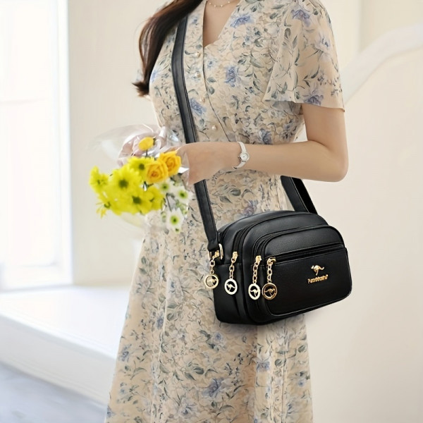 Stylish Women's Crossbody Multi-pocket Soft Leather Handbags (Black