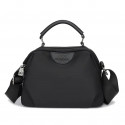 New Portable Nylon Cloth with Cowhide Shoulder Bag (Black)