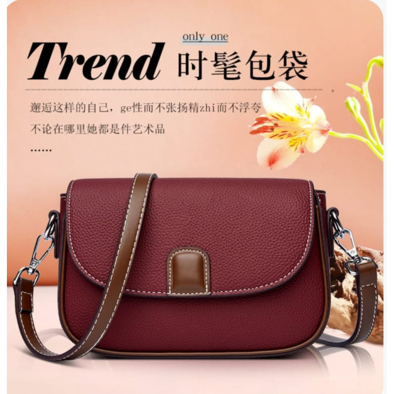 PU Leather Handbags Women Fashion Crossbody Bags(merun)