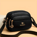 Stylish Women's Crossbody Multi-pocket Soft Leather Handbags (Black)