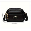 Stylish Women's Crossbody Multi-pocket Soft Leather Handbags (Black)