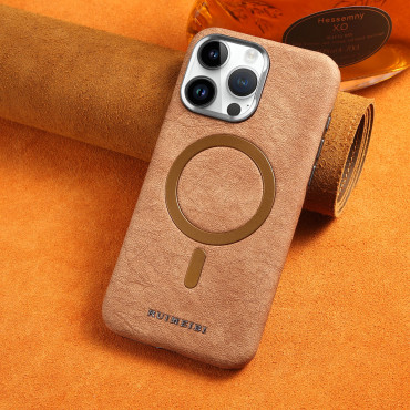 Desert Ruimeibi.case অরিজিনাল লেদার দিয়ে তৈরি |Anti-Fall MagSafe Leather Case PU Leather Electroplated Bezel Case. আইফোন কভার ,মোবাইল না|