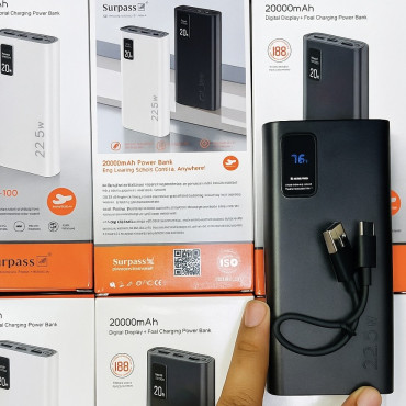 Surpass 20000mAh power bank 22.5W max output 3xfaster charging 