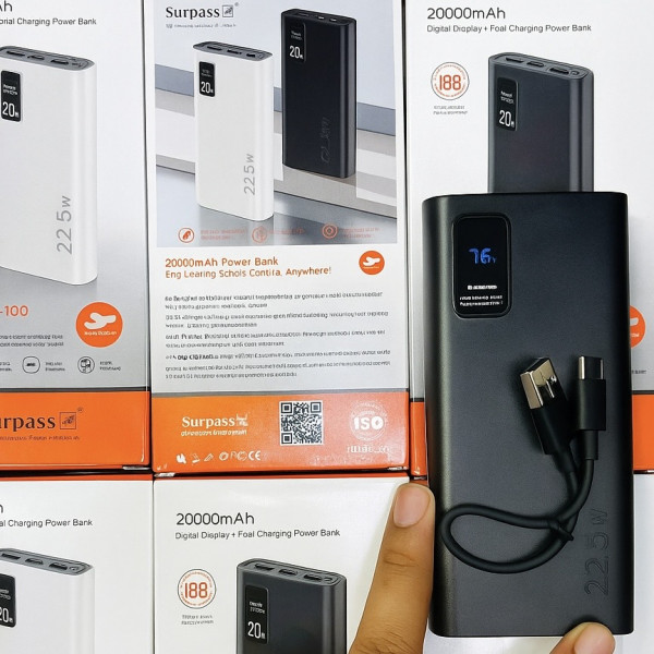 Surpass 20000mAh power bank 22.5W max output 3xfaster charging 
