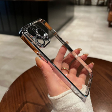 Luxury Anti Yellow Crystal Clear Hard Plating Case With Attached Camera Lens Protector . 	iphone এর কভার, মোবাইল না 