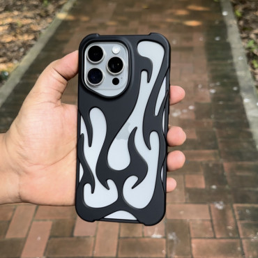 Soft Shell Fashionable New Electroplated Hollow heat dissipation Flame Pattern Full Body Protective Shockproof suitable Case.