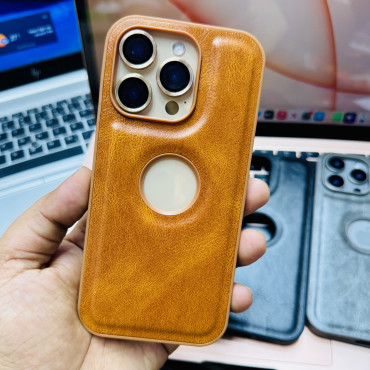Premium logo cut leather  mobile case .
