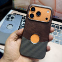 Two-tune leather and carbon এর সাথে logo hole electric vessel Case.