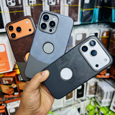 Two-tune leather and carbon এর সাথে logo hole electric vessel Case.