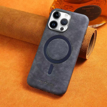 Ruimeibi.case Anti-Fall MagSafe Leather Case PU Leather Electroplated Bezel Case আইফোন কভার মোবাইল না