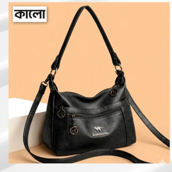 2026 Trending Stylish Soft PU leather Hand bag ( Black )