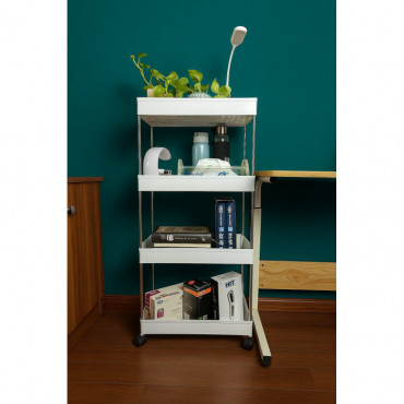 4 Layer Multifunctional Trolley Rack (White)