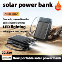 Portable Solar Power Bank 20000mAh with LED Light & Multi Cable Support