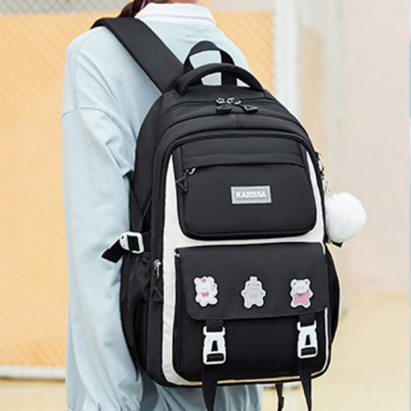 Kids Backpack Children School Bags Waterproof Primary Schoolbag Book Bag (black-1)