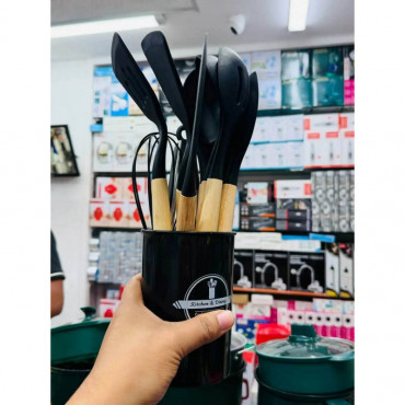 12 Pcs Complete Cooking Tool Set ( Black Colour )