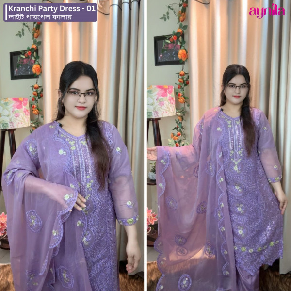 Kranchi Party Dress - 01 ( Light Purple Color )