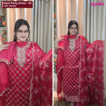 Vipul Party Dress - 01 ( Red Color )