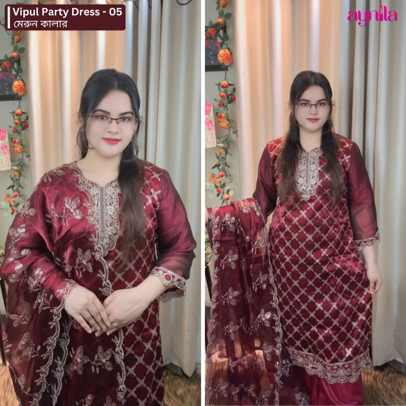 Vipul Party Dress - 05 ( Maroon Color )