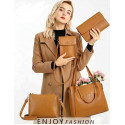4 PCS Leather LADIES FASHIONABLE COMBO Bag (Brown)