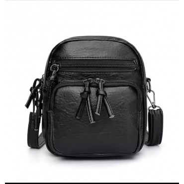 Vintage Crossbody Ladies Bag  (Black)
