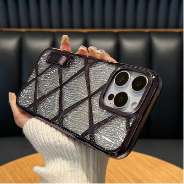 Luxury Grid Plaid Checkered Plating Electroplated  Case for iPhone