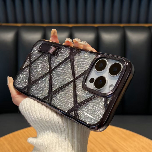 Luxury Grid Plaid Checkered Plating Electroplated  Case for iPhone