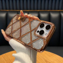 Luxury Grid Plaid Checkered Plating Electroplated  Case for iPhone