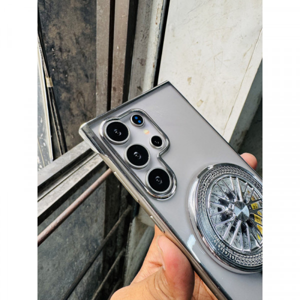 Transparent Rotating Gyro Magnetic Stand Case For Samsung Galaxy S25 Ultra S24 Ultra S23 Ultra S22
