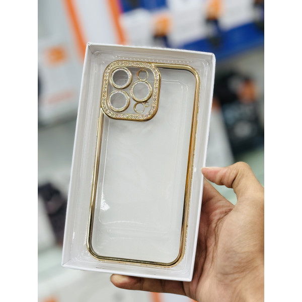 Luxury Stone With Giliter Camera Lens Protection Case for iPhone