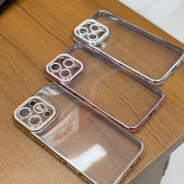 Luxury Stone With Giliter Camera Lens Protection Case for iPhone