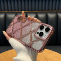 Luxury Grid Plaid Checkered Plating Electroplated  Case for iPhone