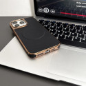 Luxury Business Plating Frame Leather Magnetic Phone Case For iPhone