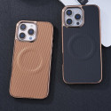 Luxury Business Plating Frame Leather Magnetic Phone Case For iPhone