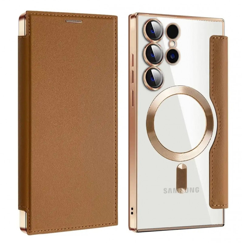 Electroplated Transparent Leather Magsafe Case for Samsung