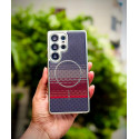 Luxo Brand Carbon Fiber Striped Electroplated Silver Magnetic Case For Samsung Galaxy