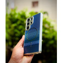 Luxo Brand Carbon Fiber Striped Electroplated Silver Magnetic Case For Samsung Galaxy