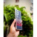 Luxo Brand Carbon Fiber Striped Electroplated Silver Magnetic Case For Samsung Galaxy