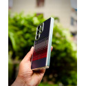Luxo Brand Carbon Fiber Striped Electroplated Silver Magnetic Case For Samsung Galaxy