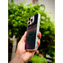 Luxo Brand Carbon Fiber Striped Electroplated Silver Magnetic Case For iPhone