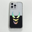 Laser Grim Smile Pattern For iPhone 16 Pro Max to 11 Case Black Liquid Protective Clear Hard Cover