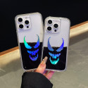 Laser Grim Smile Pattern For iPhone 16 Pro Max to 11 Case Black Liquid Protective Clear Hard Cover