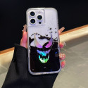 Laser Grim Smile Pattern For iPhone 16 Pro Max to 11 Case Black Liquid Protective Clear Hard Cover
