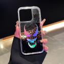 Laser Grim Smile Pattern For iPhone 16 Pro Max to 11 Case Black Liquid Protective Clear Hard Cover