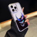 Laser Grim Smile Pattern For iPhone 16 Pro Max to 11 Case Black Liquid Protective Clear Hard Cover