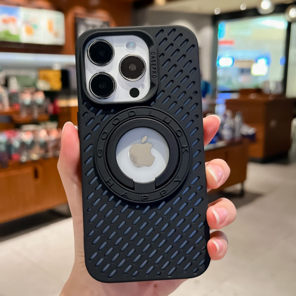 Heat Dissipation Hole Ring Holder Stand Case for iPhone